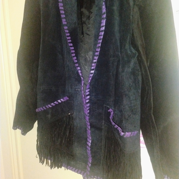 VANNA WHITE FRINGE SUEDE LEATHER COAT VERY BEAUTIFUL PERFECT CONDITION - Picture 3 of 4